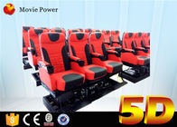 Assentos vermelhos e pretos do teatro 100 do movimento da cadeira de couro 4D com varredura dos suportes e do pé de copo