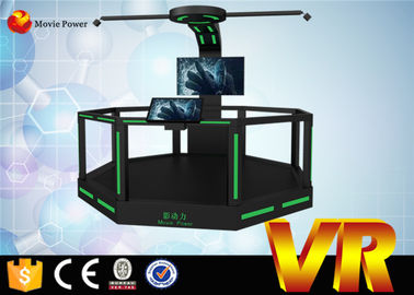 Simulador do vr dos auriculares 9d de HTC VIVE com jogo do tiro na posição do equipamento da realidade virtual