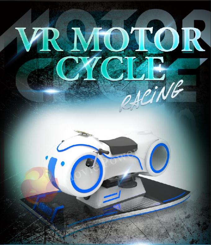 Motocicleta branca da realidade virtual 9D da cor que compete o simulador para crianças e adultos 0