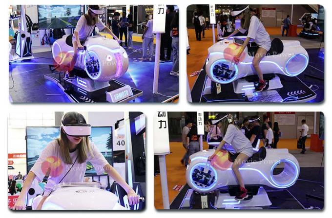 Motocicleta branca da realidade virtual 9D da cor que compete o simulador para crianças e adultos 1