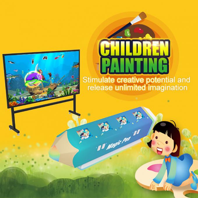 O enigma 3d despedaçou a parede que os jogos interativos do projetor inventam a pintura colorida educacional do pagamento 0