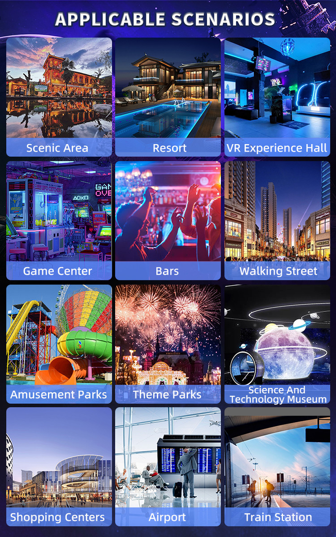 Produtos de Parques de diversões 2 assentos Jogos VR operados por moedas Teatro voador VR/AR/MR Entretenimento 8