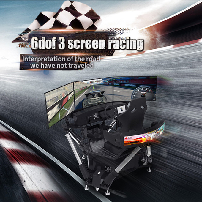 6 DOF Carros de corrida Arcade Dynamic Motion Drive Equipamento 3 Screen Driving Simulator 0