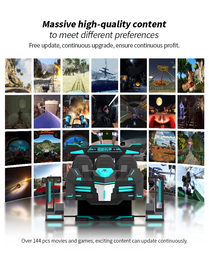 Jogadores múltiplos de tiro do simulador do jogo de Seater VR do cinema 6 da fibra de vidro 9D VR que montam o carro 1