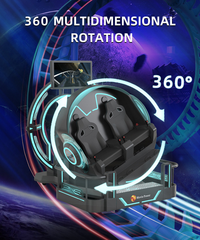 Smart Control VR 360 Flying Cinema 2 assentos 9D VR Roller Coaster Simulator 3
