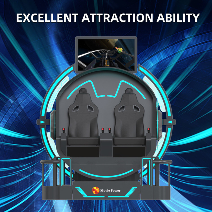 VR 360 2 assentos 9d montanha-russa Máquinas VR 360 rotação VR Cinema 360 graus Simulador de cadeiras voadoras 6