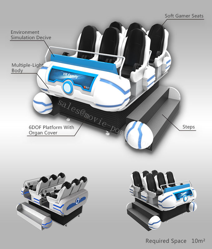 6 navio de espaço do cinema da família 9D VR dos assentos 360 graus de rotação/plataforma dinâmica 3