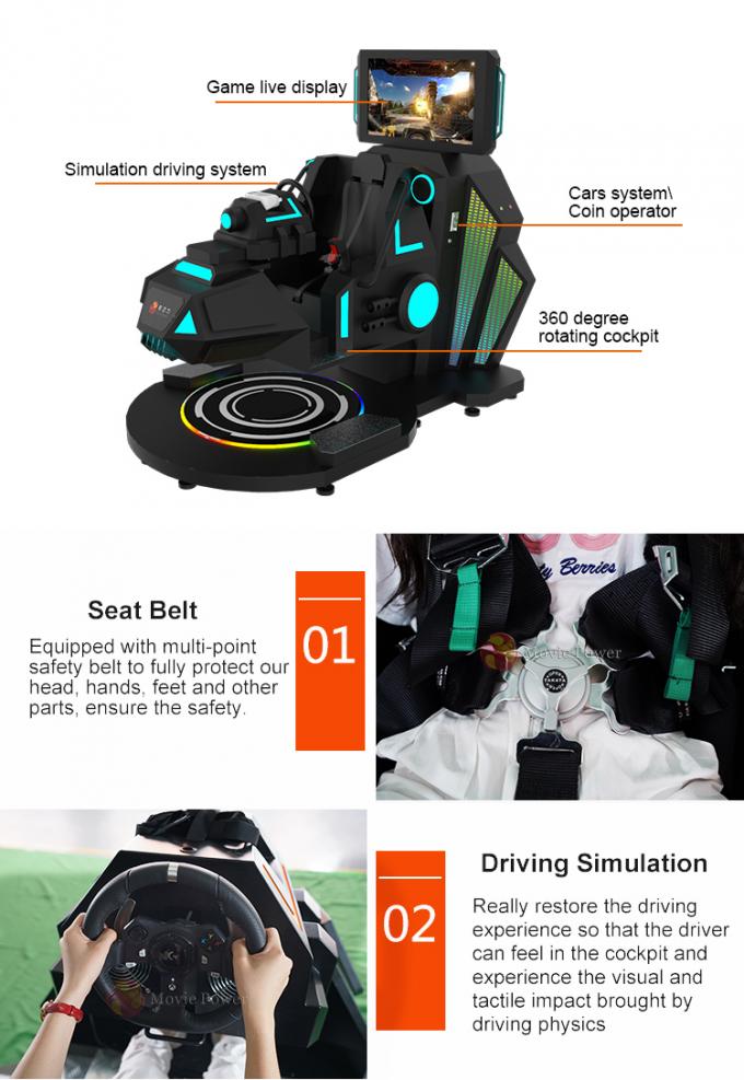 Jogo elétrico das corridas de carros do simulador do cinema fresco 9D VR do projeto 9D VR 1