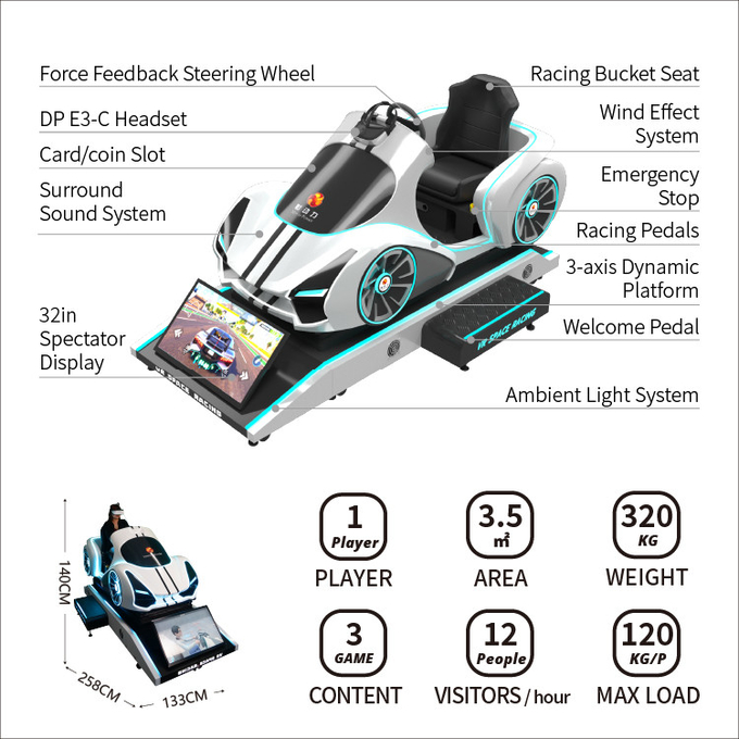 cabina do piloto do simulador da condução de carro da realidade 9d virtual com plataforma Vr do movimento que compete a máquina de jogo 4