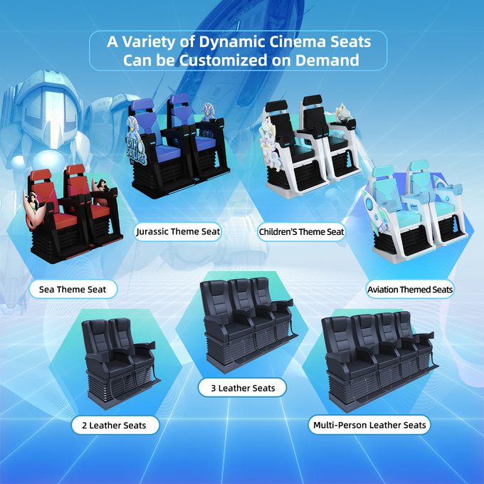 Fornecedores de sistemas de cinema VR Equipamento de cadeiras de cinema de movimento 4d 5d 7d 9d 6d Teatro com vários assentos 5