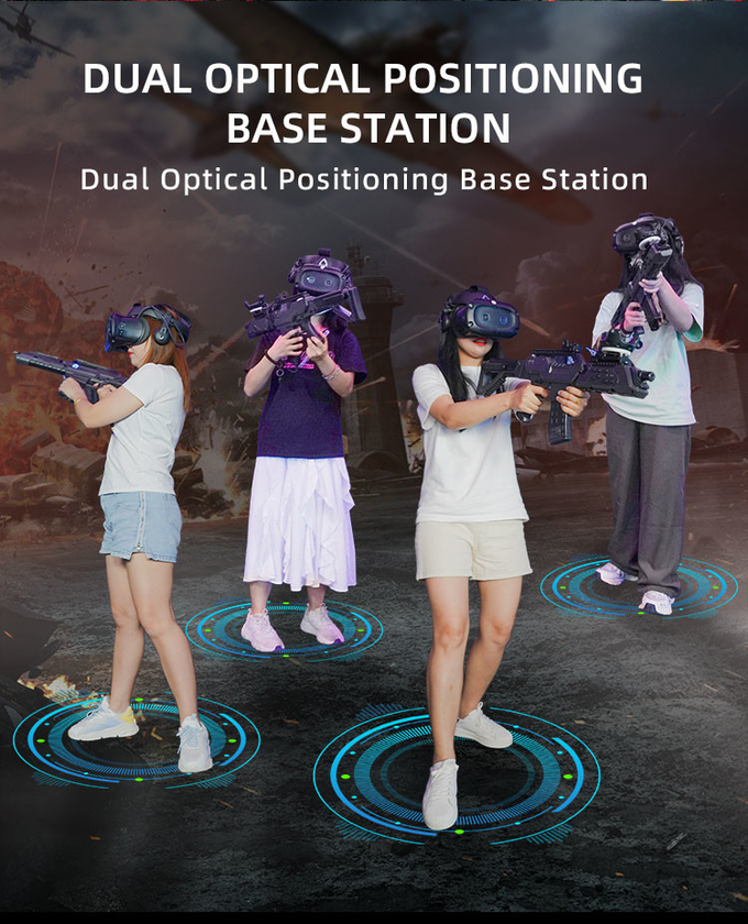 Simulador de tiro 9d Vr Sala Vr Plataforma de caminhada Vr Jogos de realidade virtual Multiplayer Zombie Arcade Machine 4