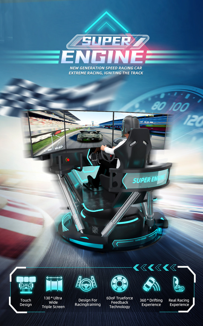 Car Simulator 9d Vr 6 Dof Racing Simulator Virtual Reality Arcade Game Machine com 3 telas 0