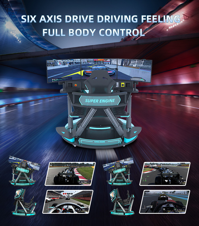 6dof Motion Simulador de corrida hidráulico Carro de corrida Arcade Máquina de jogo Simulador de condução de carro com 3 telas 3