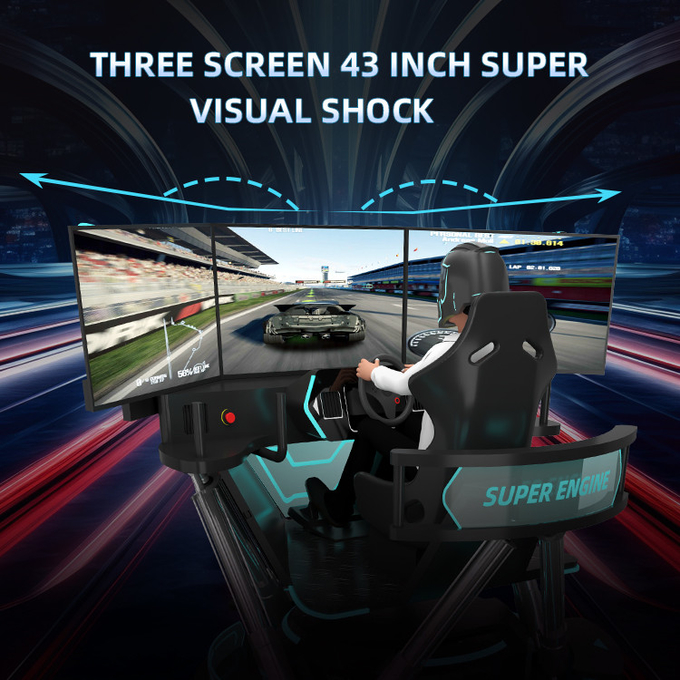 6dof Motion Simulador de corrida hidráulico Carro de corrida Arcade Máquina de jogo Simulador de condução de carro com 3 telas 5