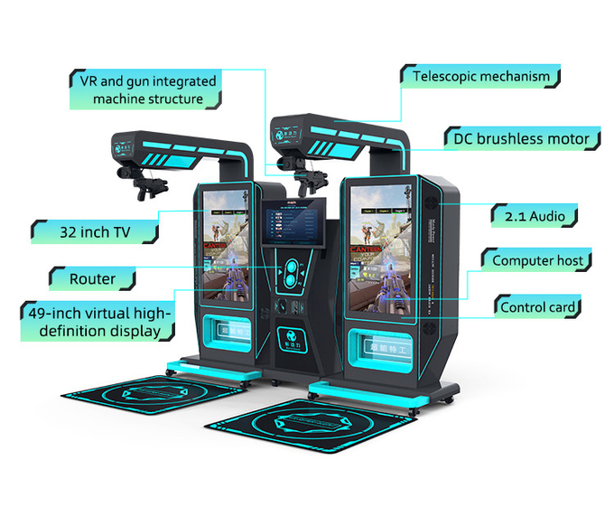 Máquina de Tiro de Realidade Virtual Máquina de Arcade de Armas 2 Jogadores Amusement Ride 9d VR Simulator 1