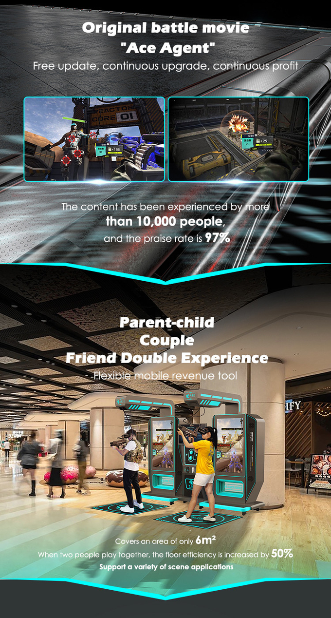 Virtual Reality Indoor 9d Vr Arcade Shooting Game Machine kat Vr Super 2 jogador simulador de arma para Shopping mall 4