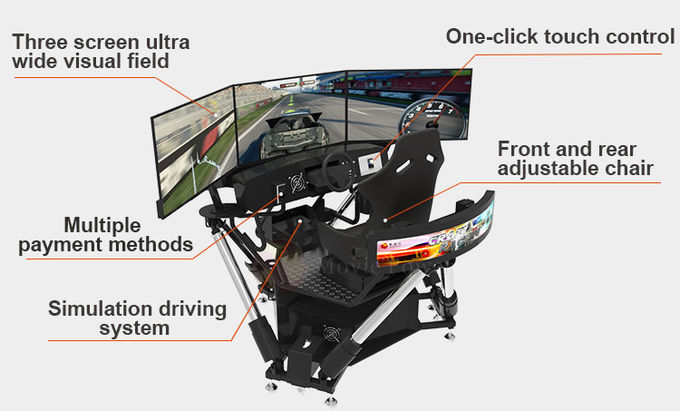 6 DOF Carros de corrida Arcade Dynamic Motion Drive Equipamento 3 Screen Driving Simulator 3