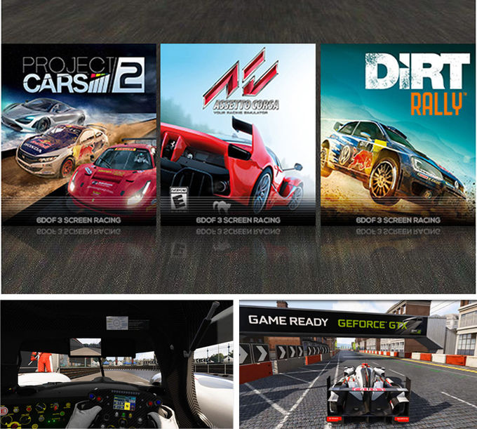 6 DOF Carros de corrida Arcade Dynamic Motion Drive Equipamento 3 Screen Driving Simulator 2